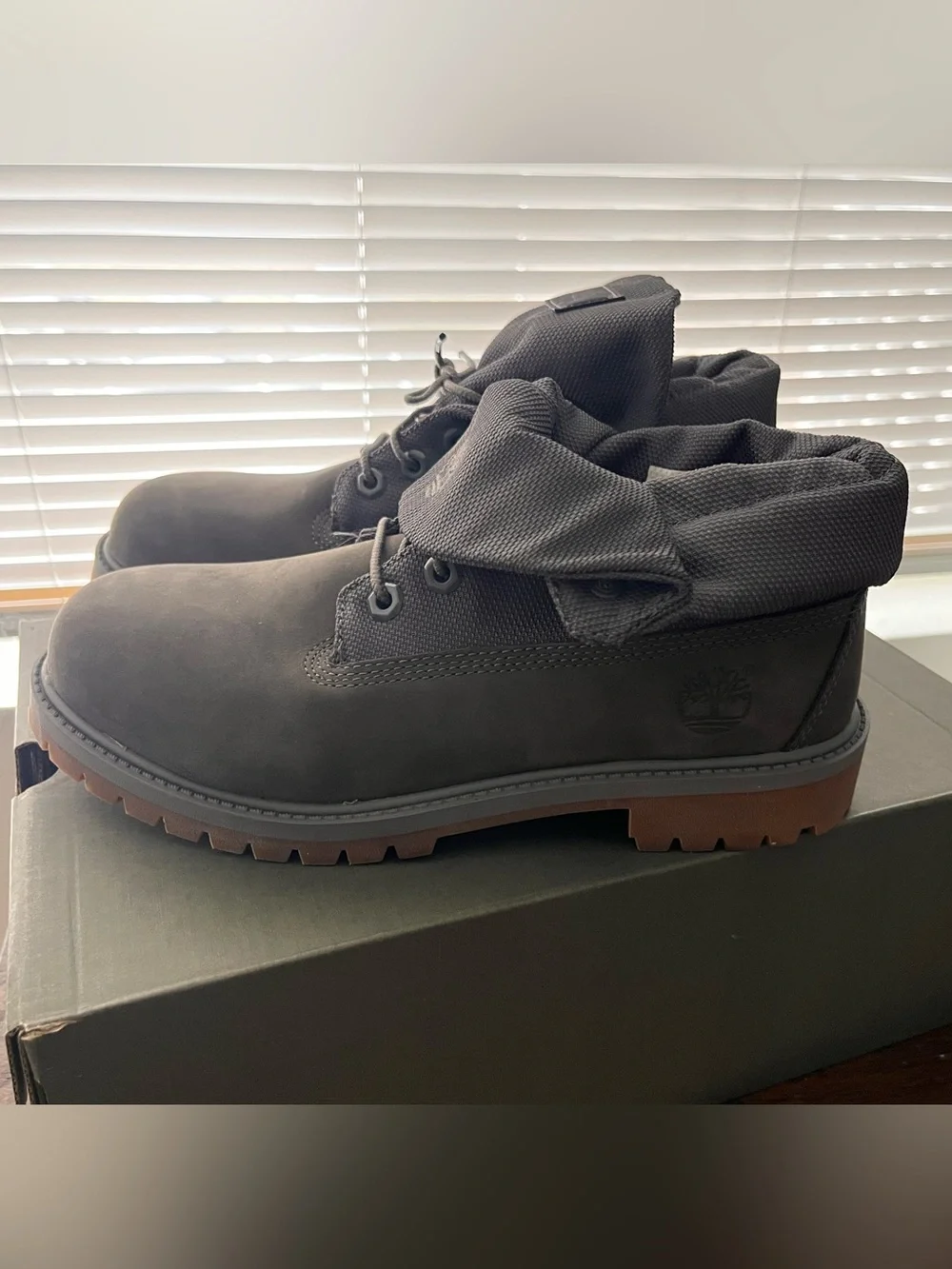 Timberland Fold-Down Collar Boots in Dark Gray